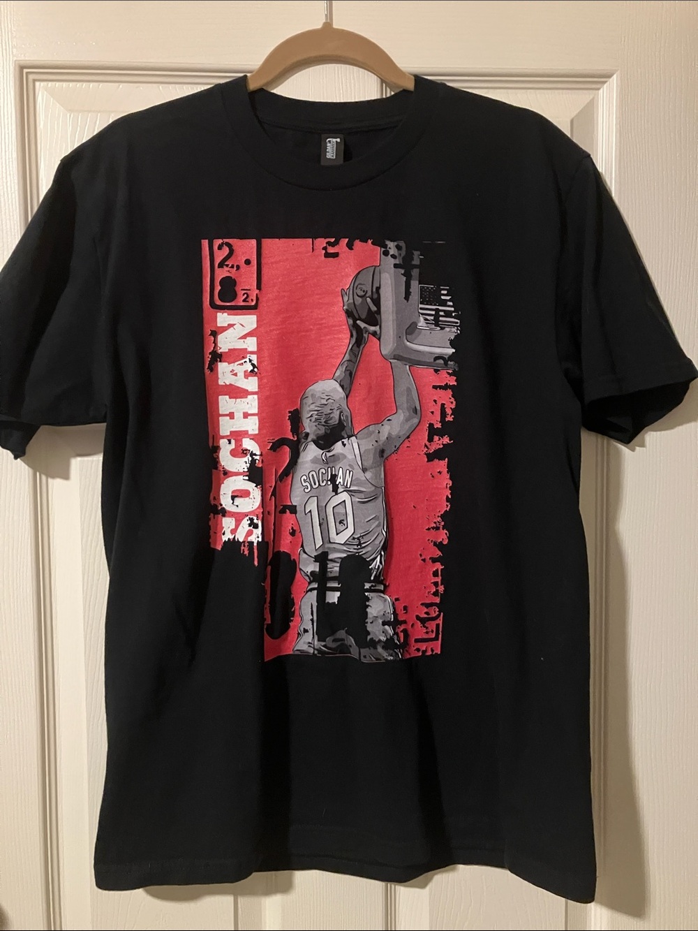 Jeremy Sochan #10 Pink and Black Basketball Graphic Tee - Boxy Fit - Large
